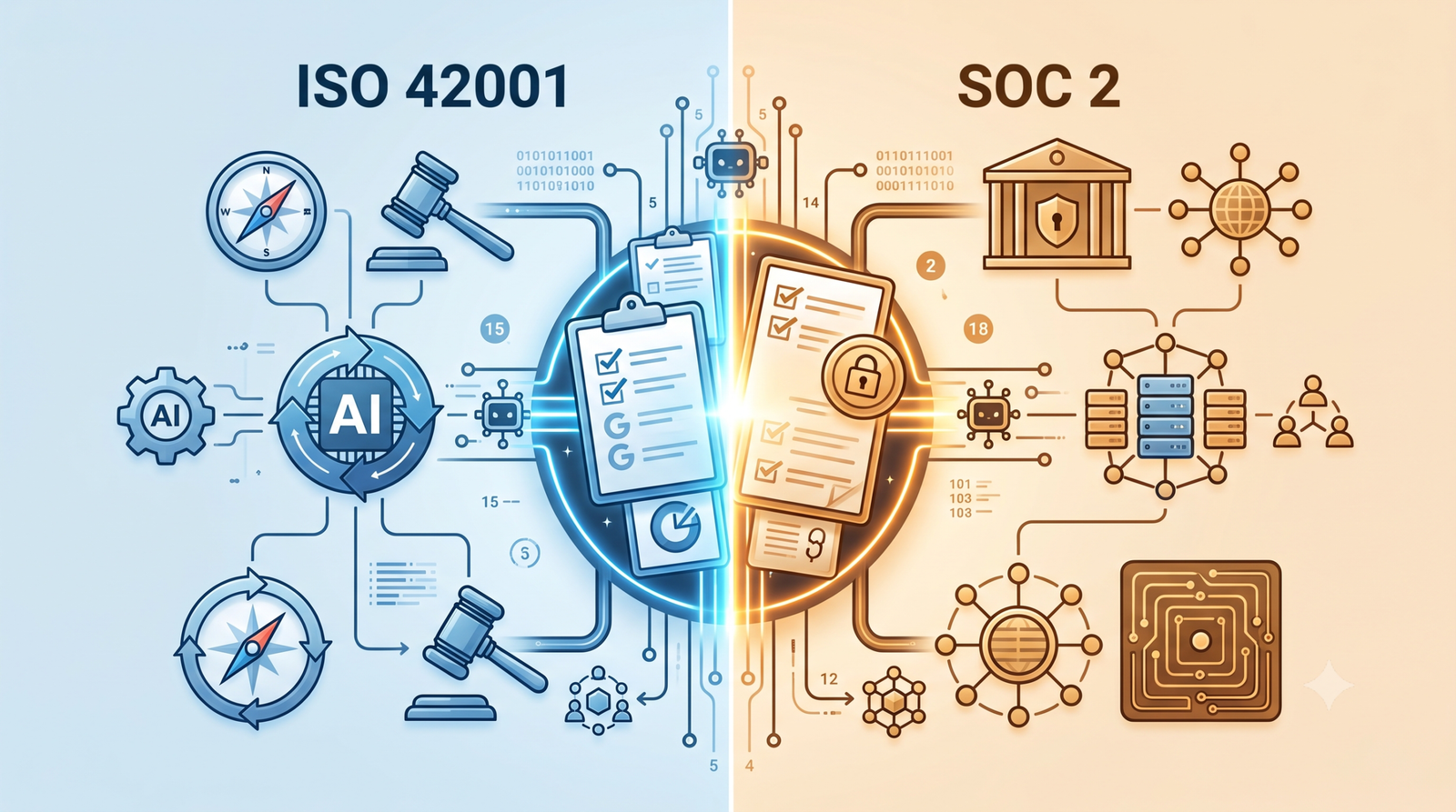 ISO 42001 vs SOC 2 for AI Companies